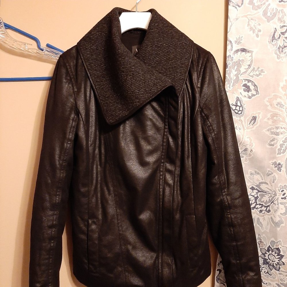 armani exchange a/x faux leather & wool jacket xs